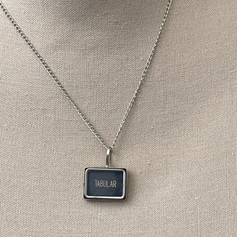 Silver And Black Tabular Typewriter Key Pendant N… - image 3